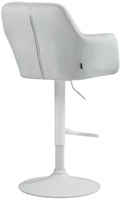 Banco de bar Natoma em veludo com estrutura branca 97-118 x 57 x 59 cm Creme