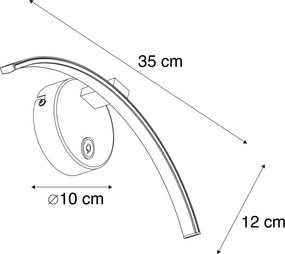 Candeeiro de parede moderno em aço com LED e dimmer tátil - Arch