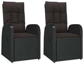 3 pcs conjunto lounge de jardim vime PE e aço preto