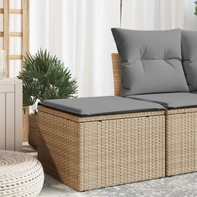 vidaXL Banco de jardim com almofada 55x55x37 cm vime PE bege