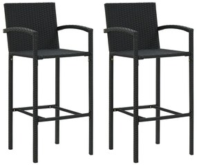 vidaXL Bancos de bar 2 pcs vime PE preto