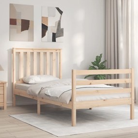 vidaXL Estrutura cama de solteiro c/ cabeceira madeira maciça