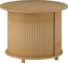 Mesa de centro  Ø 60 x 45 cm (altura) redonda de bambu com espaço de arrumação oculto e porta de correr natural