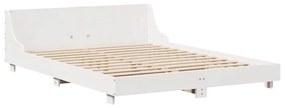 Cama sem colchão 140x200 cm madeira de pinho maciça branco