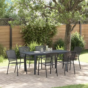 vidaXL Conjunto de jantar de 7 peças Aço antracite