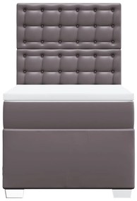 Cama com molas/colchão 80x200 cm couro artificial cinza