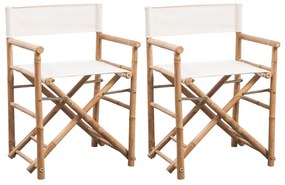 vidaXL Cadeiras de diretor dobráveis 2 pcs bambu e lona