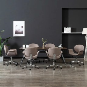 vidaXL Cadeiras de jantar giratórias 6 pcs tecido cinzento-acastanhado