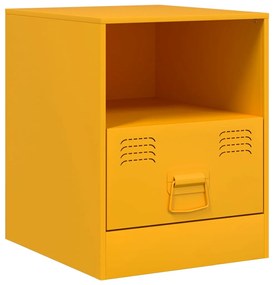 Mesas de cabeceira 2 pcs 34,5x39x44 cm aço amarelo mostarda