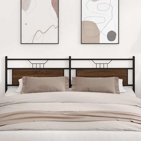 vidaXL Cabeceira de cama 200cm derivados madeira/aço carvalho castanho
