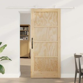 porta deslizante vidaXL com kit de acessórios "ORKDAL" Madeira de Pinho Maciça