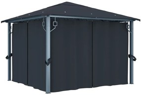 Gazebo com cortina 300x300 cm alumínio antracite