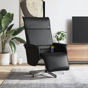 vidaXL Cadeira massagens reclinável c/apoio pés couro artificial preto