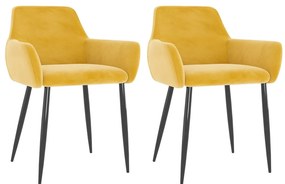 vidaXL Cadeiras de jantar 2 pcs veludo amarelo mostarda