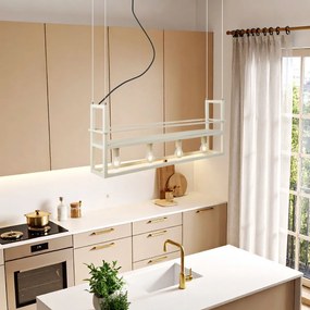 Candeeiro suspenso industrial bege 4 luzes - Cage Rack