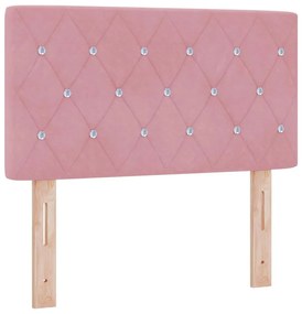 Cama Box Spring com Colchão Rosa 80x200 cm Veludo
