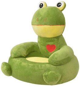 vidaXL Cadeira em pelúcia infantil, sapo, verde