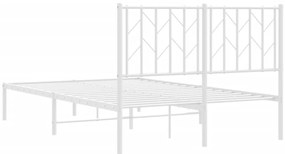 Estrutura de cama com cabeceira 120x190 cm metal branco