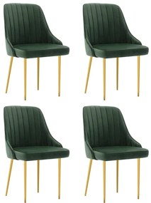 vidaXL Cadeiras de jantar 4 pcs veludo verde-escuro