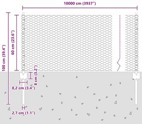 Postes de Cerca vidaXL 11 pcs U-Channel Cinza 60 cm Aço