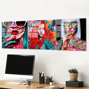 Conjunto de Quadros Decorativos em Vidro Temperado UV-858 – Multicolor