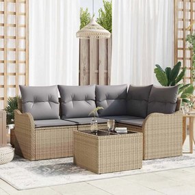 Conjunto de Sofá de Jardim vidaXL com Almofadas Preto Rattan Poliéster