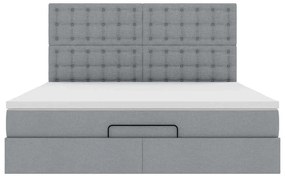 Estrutura cama otomana colchão 160x200 cm tecido cinzento claro