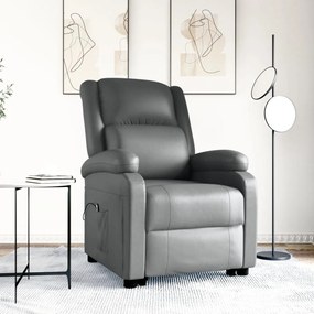 vidaXL Poltrona elevatória couro artificial cinzento