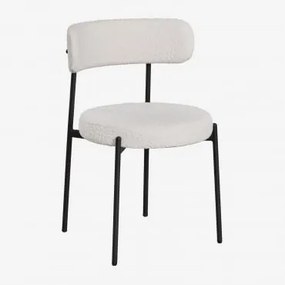 Pacote De 4 Cadeiras De Jantar Estofadas Anisa Negro & Bouclé Branco - Sklum