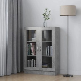 vidaXL Armário vitrine derivados de madeira cinza cimento