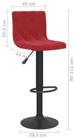 Bancos de bar 2 pcs veludo vermelho tinto