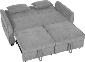 HOMCOM Sofá-cama de 2 lugares, sofá extensível em L 4-em-1 com encosto ajustável e bolsos laterais, Cinza | Aosom Portugal