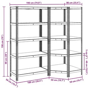 Estante 5 prateleiras 2 pcs madeira processada/aço antracite