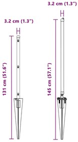 Pôster de cerca com ponta, 52 pcs, Ø32mm, 100cm, em aço galvanizado.