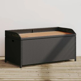 vidaXL Banco de arrumação 100x50x52 cm vime PE e madeira acácia preto