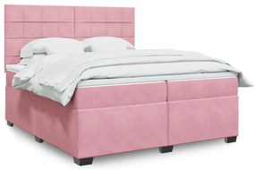 vidaXL Cama com molas/colchão 200x200 cm veludo rosa