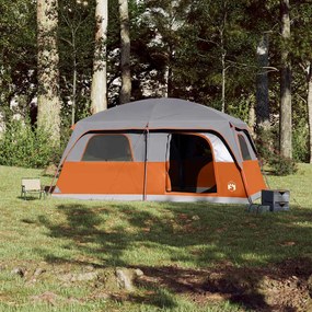 Tenda familiar para 10 pessoas impermeável cinzento e laranja