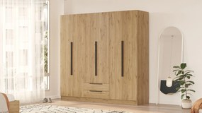 Roupeiro “Lorel” — 210x55x212,5 cm — Design Moderno em Nogueira com Pr