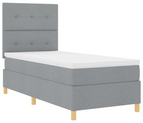 Cama Box Spring com Colchão Cinza Claro 80x200 cm Tecido