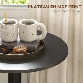 Mesa de bar redonda 60 x 60 x 102 cm (BANCOS NÃO INCLUIDOS), mesa de bistrô, mesa de cozinha de estilo contemporâneo, estrutura em aço, preta