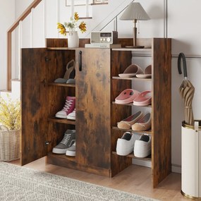Sapateira 83 x 31,5 x 91 cm para guardar sapatos com prateleiras ajustáveis em 3 posições Castanho