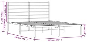 Estrutura de cama com cabeceira 120x190 cm metal branco
