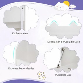 Estante Infantil para Livros e Brinquedos, 69 x 30 x 101 cm, Quadro de Ardósia Integrado, Branco