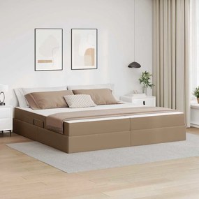 vidaXL Cama com arrumação e colchão com colchão 2 pcs Cappuccino Couro