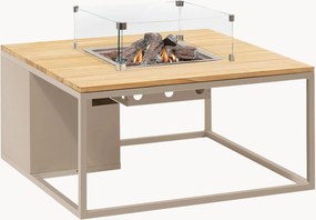 Mesa de centro de exterior com lareira e tampo de mesa em madeira de teca Cosiloft
