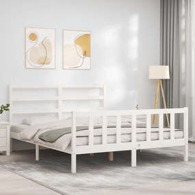 Cama sem colchão 160x200 cm madeira de pinho maciça branco
