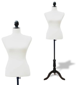 Manequim Feminino de Costura Busto de Senhora para Modistas Exibição Altura Ajustável a 130-168cm Branco