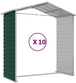 Abrigo de jardim 191x895x198 cm aço galvanizado verde