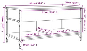 Mesa de centro 100x50x50cm deriv. madeira/metal cinzento sonoma