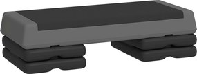 Step para Fitness Antideslizante Altura Regulável 3 Níveis de 10,5/15,5/20,5 cm Capacidade 250 kg 77x36x20,5 cm Cinza e Preto